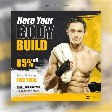 gym fitness workout health training social media post on Behance