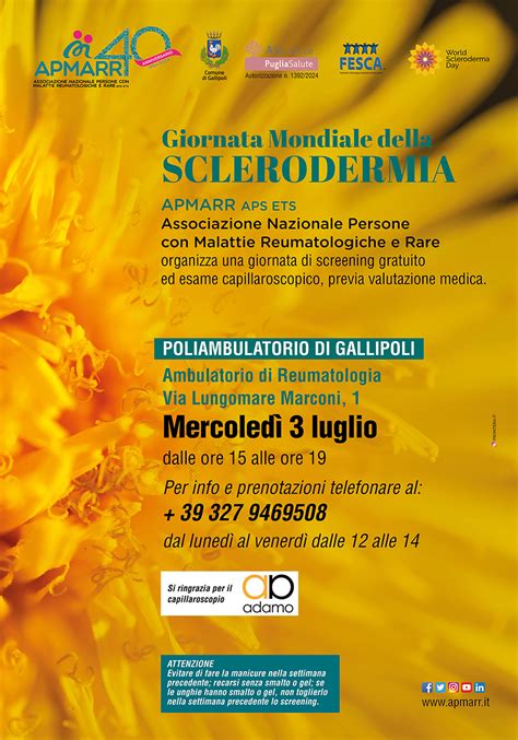 Giornata Mondiale Della Sclerodermia Esami Gratuiti Presso Il