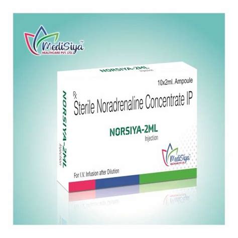 Liquid Norsiya Sterile Noradrenaline Concentrate Injection 10 X 2ml