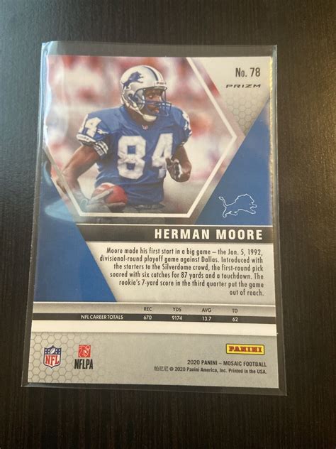 Panini Mosaic Football Herman Moore Green Prizm Lions Ebay