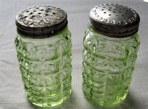 Vintage Green Depression Glass Salt And Pepper Shakers Hazel Atlas Antique Price Guide Details Page