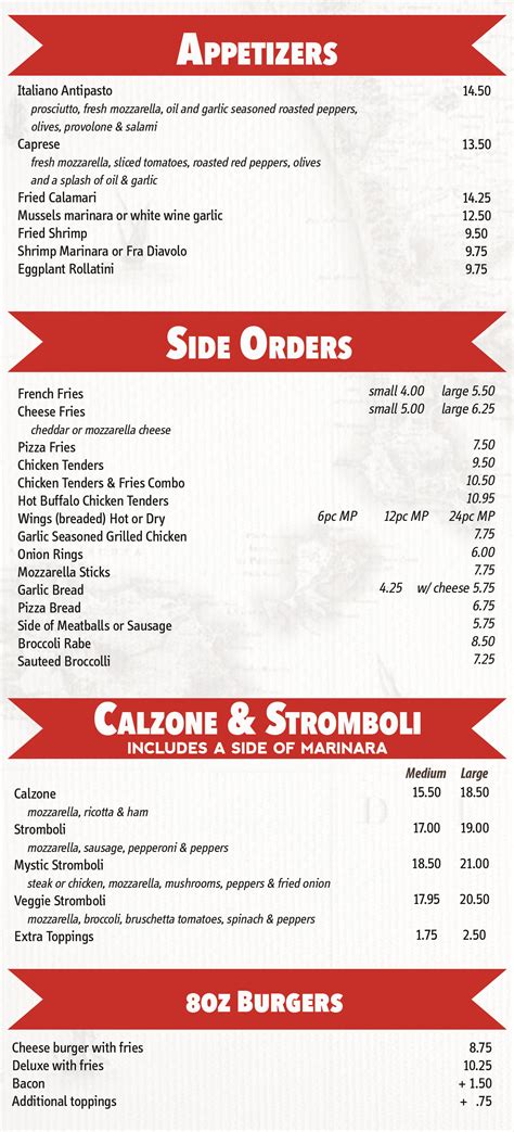 Menu | Mystic Island Pizza Take out and Delivery Menu