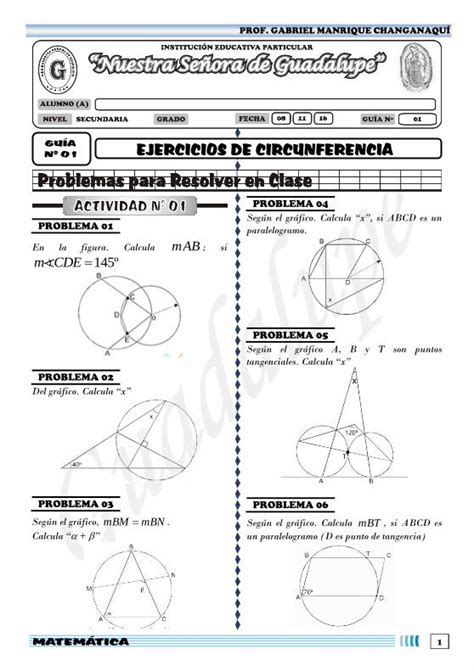 PDF Ejercicios de circunferencia 4º mate DOKUMEN TIPS