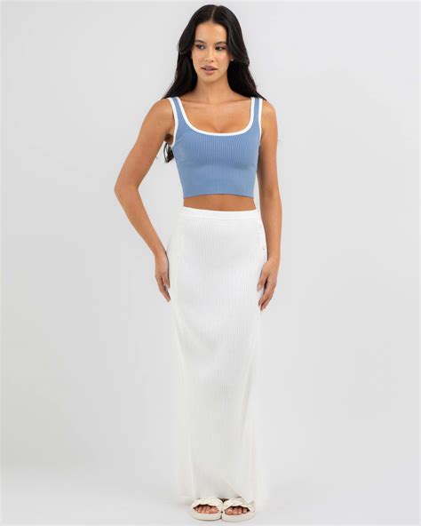 Shop Mooloola Basic Knit Top In Cool Blue White Fast Shipping And Easy Returns City Beach