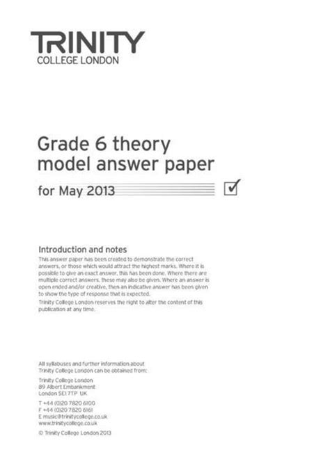 Trinity College London Theory Model Answers Paper 2013 Grade 6