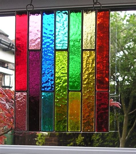 Rainbow Stained Glass Rainbow Suncatcher Abstract Geometric Etsy