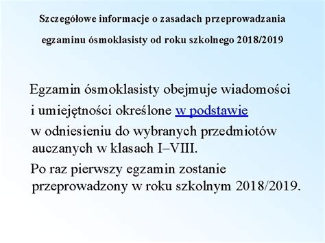 Egzamin Smoklasisty Szczegowe Informacje O Zasadach Przeprowadzania