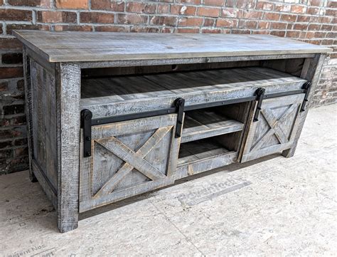 Rustic Industrial Barn Board Reclaimed Wood Media Stand Tv Etsy