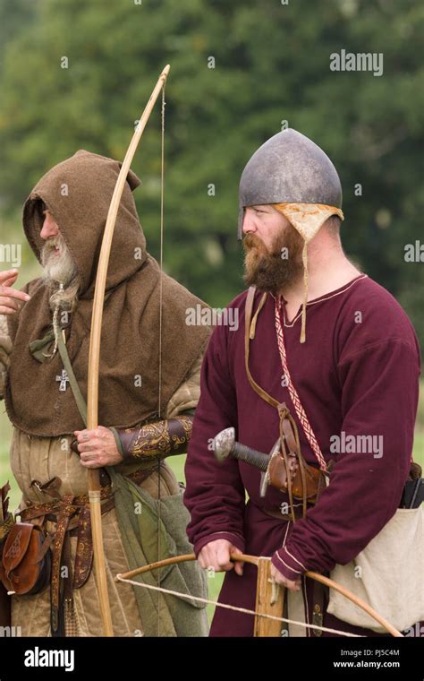 Medieval Battle Re Enactment Showing Archers Of The Cwmwd Ial Society