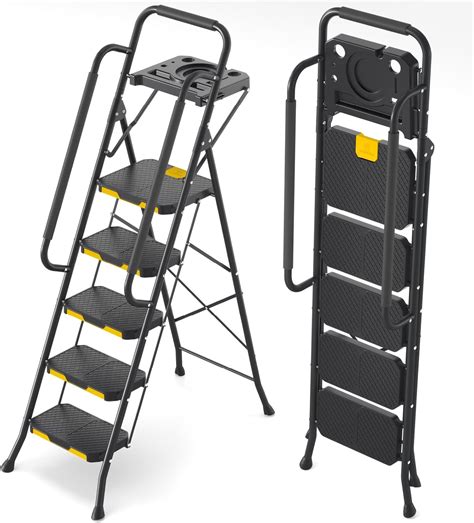 Kingrack Step Ladder With Tool Platform Folding Step Stool With