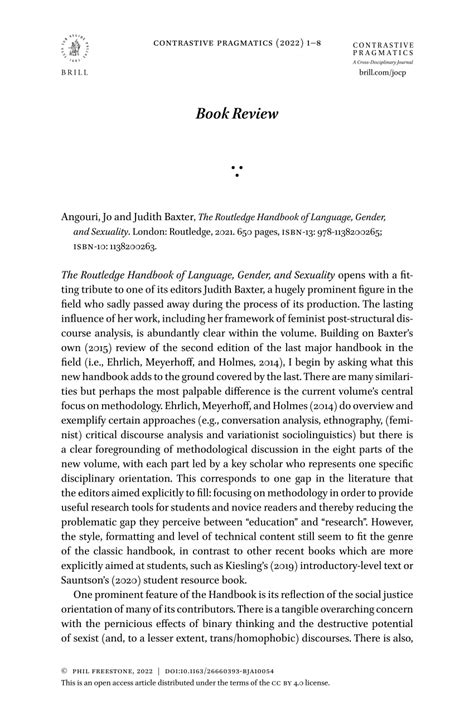 Pdf The Routledge Handbook Of Language Gender And Sexuality Written By Angouri Jo And