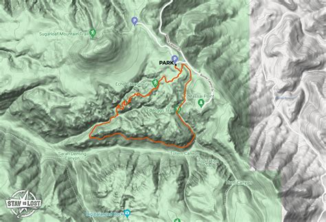 Hiking Map for Echo Canyon and Hailstone Loop