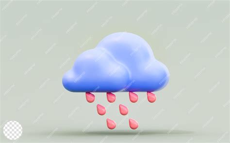 Sinal De Nuvem De Chuva Conceito De Renderização 3d Para Chover Gotas