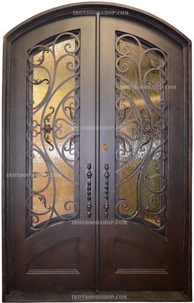 Ronda Wrought Iron Entry Double Door Eyebrow Arch Top Right Handed