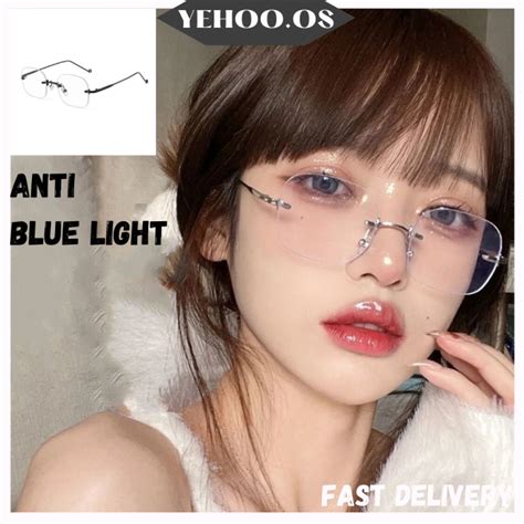 Frameless Spectacular Anti Blue Ray Glasses Square No Frame Spek Viral