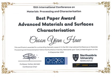 Dr Haw Choon Yian Wins Best Paper Award At The 15th International