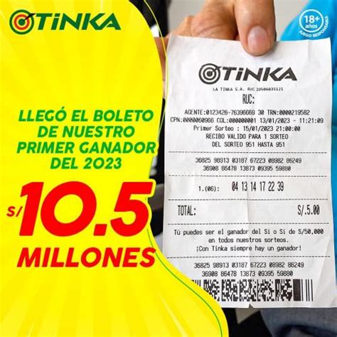 Resultados Sorteo Tinka Miércoles 25 de Enero de 2023 Pozo