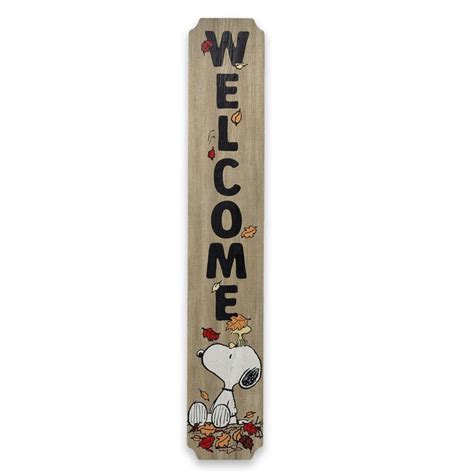 Peanuts In Weather Resistant Snoopy Welcome Fall Vertical Wood