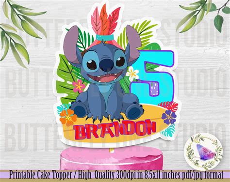 Printable Stitch Cake Topper Stitch Cake Topper Lilo And Etsy Stitch Cake Cake Toppers