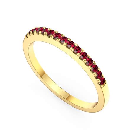 Promise Ruby 18ct Yellow Gold Half Eternity Ring Jian London