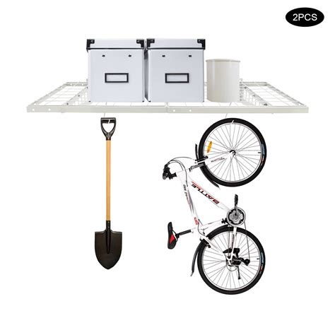 2 Packs White Garage Shelving W 4 Hooks 2448 Inch Wall Shelf Garage