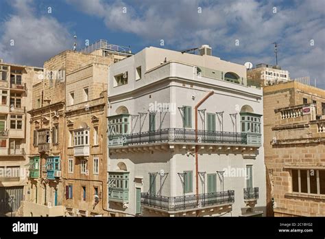 Traditional Colorful And Modern Architecture And Houses In Valletta In