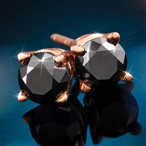 Rose Gold Black Diamond Stud Earrings • Stauer