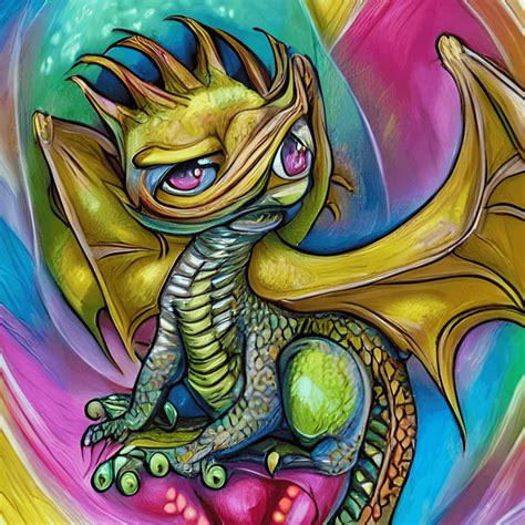 Cute Baby Dragon Painting Creative Fabrica