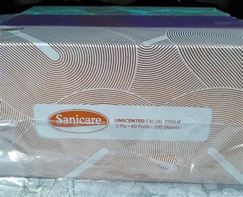 Sanicare Flat Box Unscented Facial Tissue Ply X Pulls Sheets