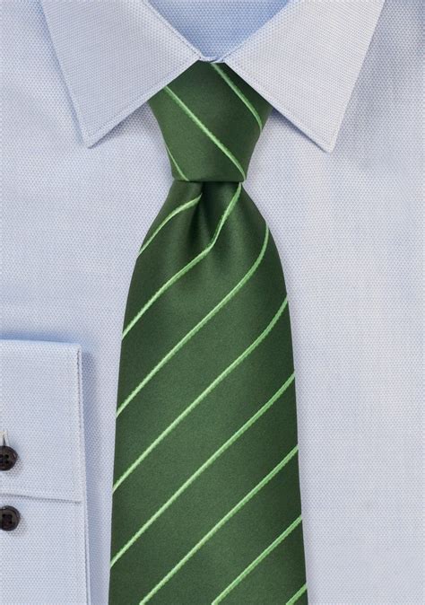 Forest Green Tie With Narrow Lime Stripes Bows N