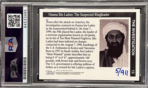 U S Navy Seal Robert Oneill Signed Osama Bin Laden Topps