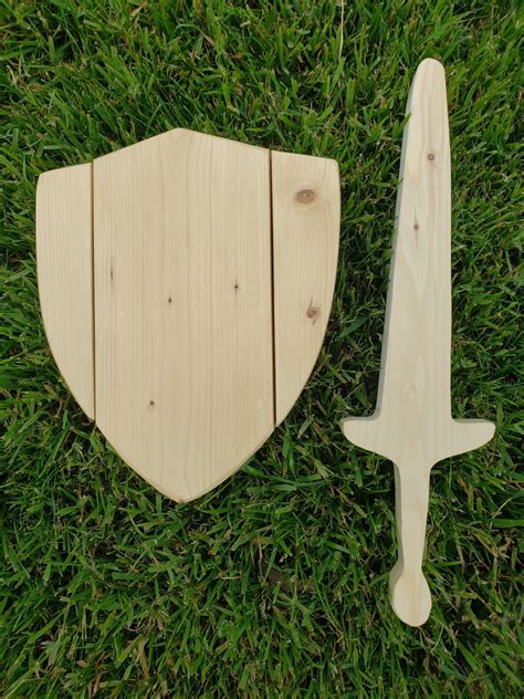 Handcrafted Wooden Sword And Shield Set Cosplay Costume Theater Solid