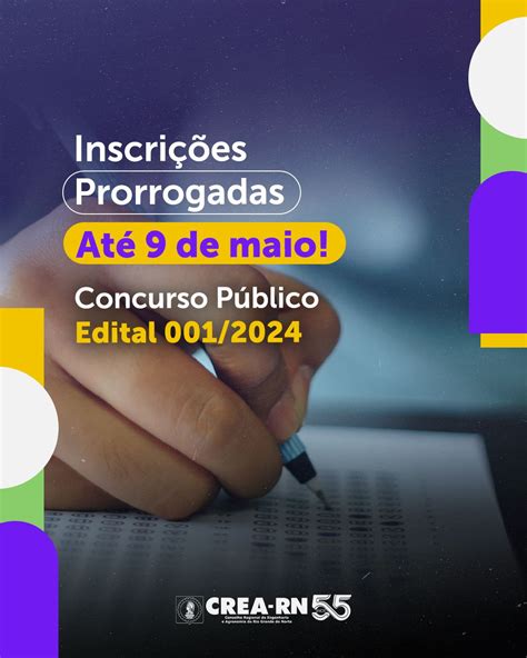 Prorrogadas inscrições para o concurso público do Crea RN 2024 CREA RN