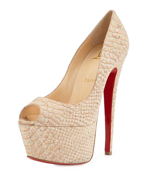 Lyst Christian Louboutin Jamie Platform Red Sole Cork Pump In Natural