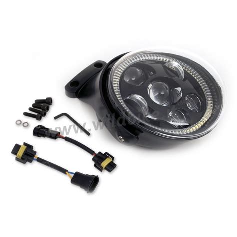 PHARES AVANT LED EU APPROUVÉ SUPERLIGHT ANGEL EYE NOIR AVEC SUPPORT