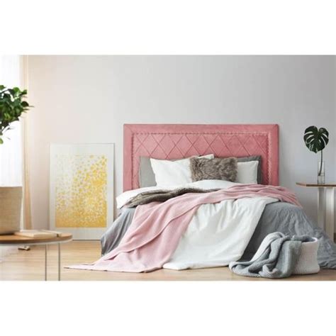 T Te De Lit Meghan Cm Velours Rose Menzzo El Gance Chic