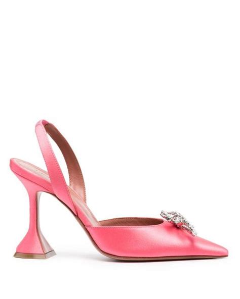 AMINA MUADDI Rosie Sling Satin Pumps In Violet Pink Lyst