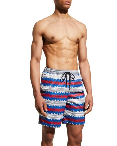 Missoni Mens Long Macro Zigzag Swim Trunks Neiman Marcus