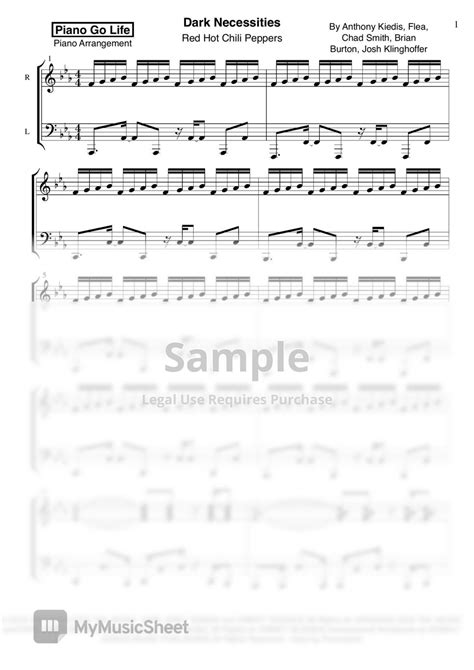 Red Hot Chili Peppers Dark Necessities Sheet By Piano Go Life