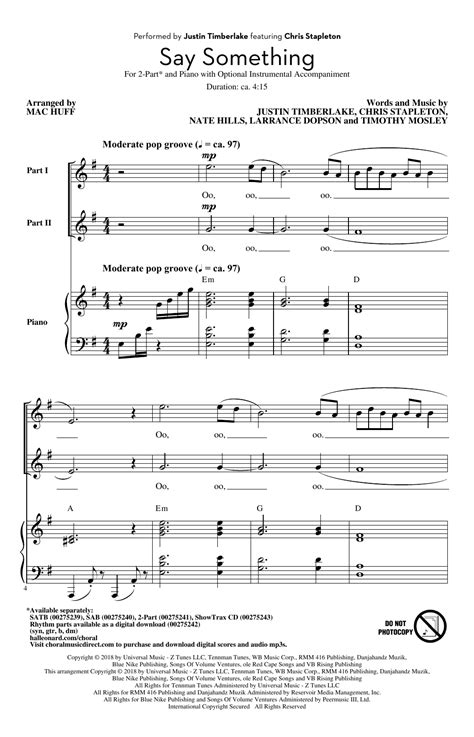 Say Something Piano Sheet Music