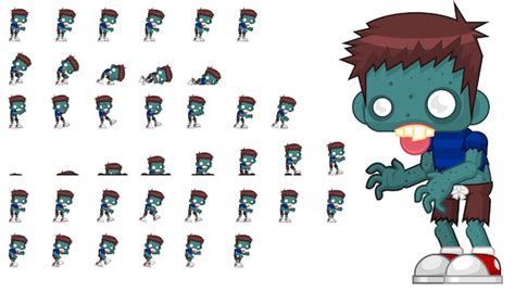 Zombie Game Sprite Vecteur Premium