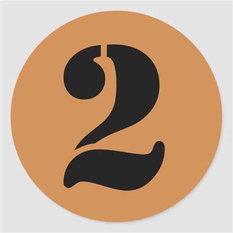 Number 2 Two Peru Gold Stencil Numbers By Janz Classic Round Sticker