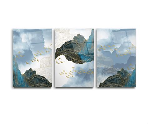 Mountain View Glass Wall Art & Set of 3