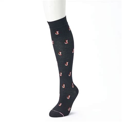 Womens Dr Motion Knee High Cat Print Compression Socks