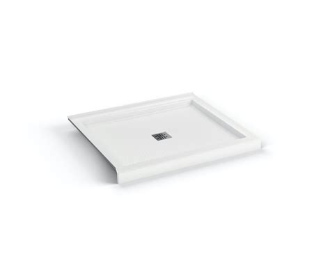 B Square Acrylic Corner Left Shower Base In White With Anti Slip