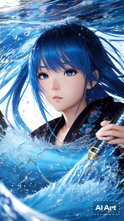 Ai Art Beautiful Anime Girl Blue Hair Raiartpsych