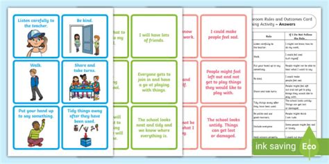 Ks1 Following Classroom Rules And Consequences Card Activity