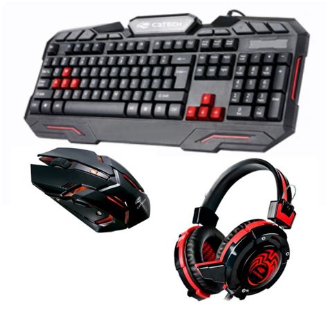 Kit Gamer Teclado Usb Gk 100bk Mouse Usb Gk 100bk Fone Gk 100bk