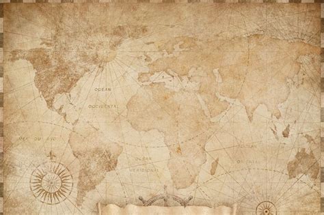 Vintage World Map with Compasses - NASA Image Inspired