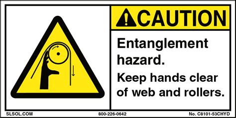 Caution Entanglement Hazard Safety Label 2 X4